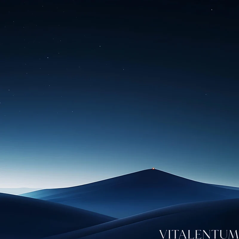 AI ART Blue Night Hills