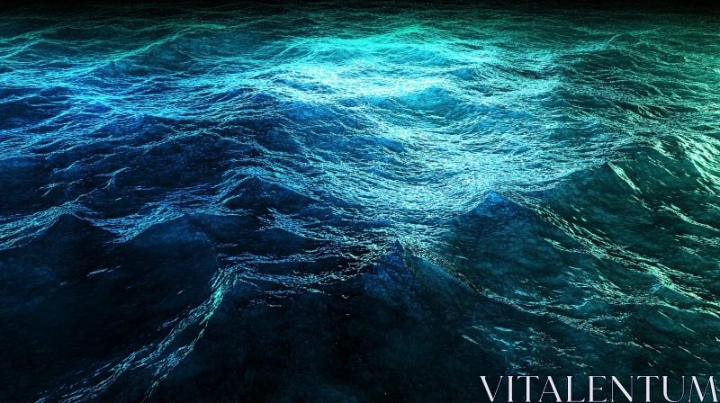 Beautiful Blue Ocean Waves AI Image