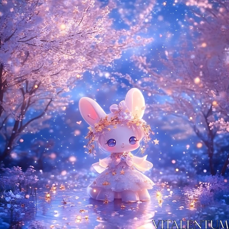 Pastel Bunny with Floral Crown AI Image