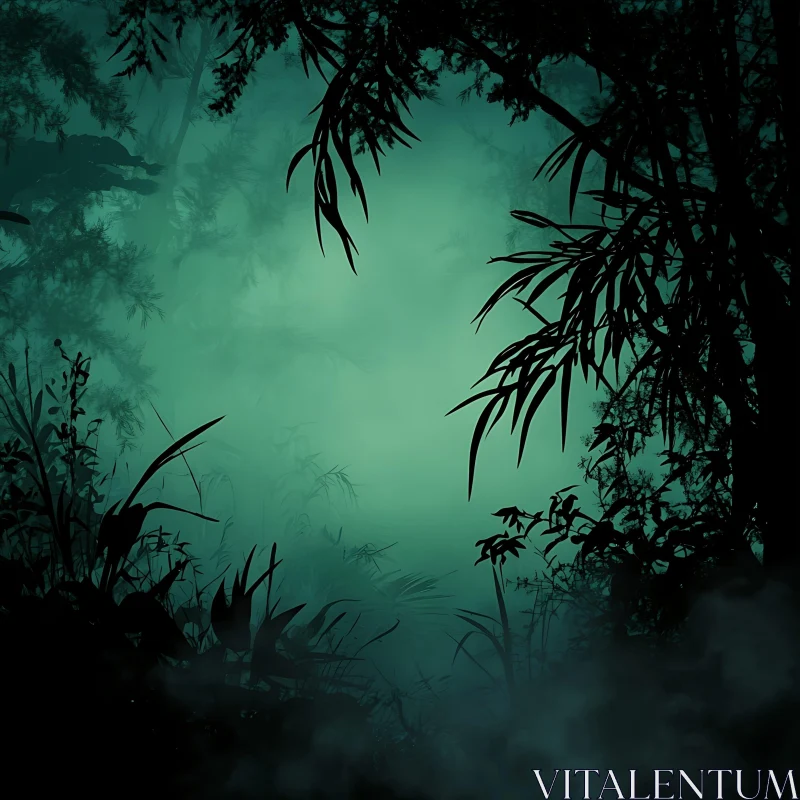 Enigmatic Forest Scene at Twilight AI Image