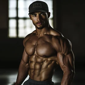 Man with Defined Muscles and Cap