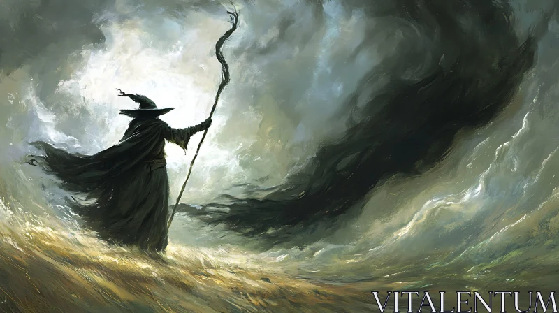 Stormy Wizard Illustration AI Image