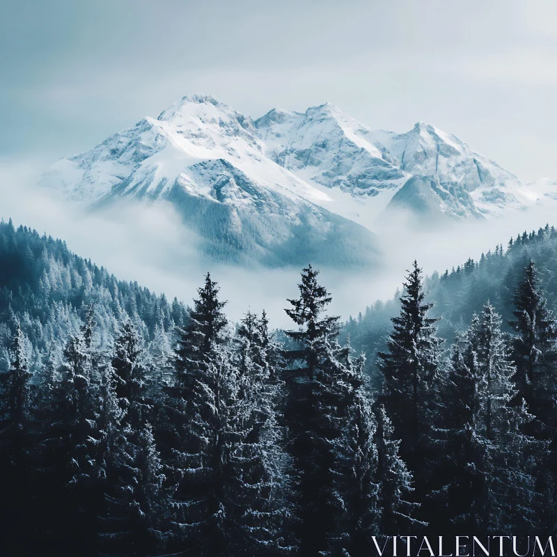 Winter Mountain Serenity AI Image