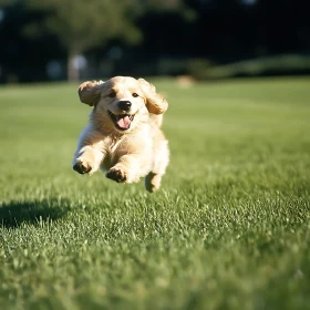 Happy Puppy Running on a Sunny Day