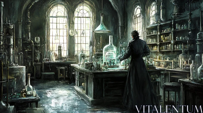 Old-fashioned Laboratory Scene AI Image