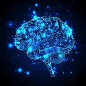 Glowing Brain Illustration on Dark Background