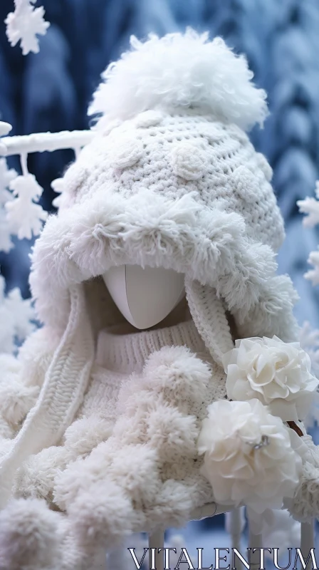 Delicate White Fluffy Hat: A Dreamy Fashion Statement AI Image