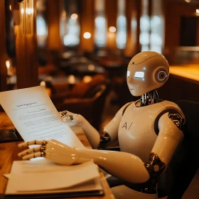 Futuristic AI Robot at Work