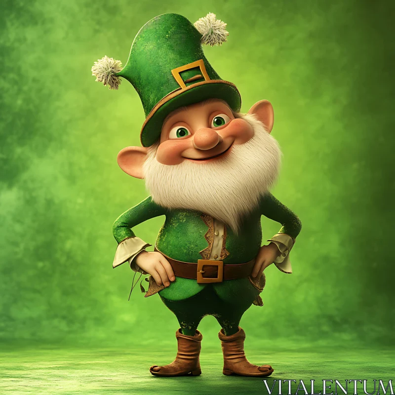 Whimsical Leprechaun Portrait AI Image