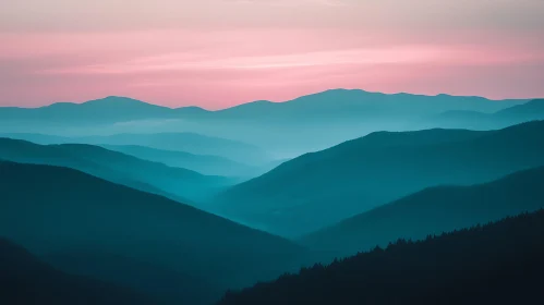 Layered Mountains in Blue Hues