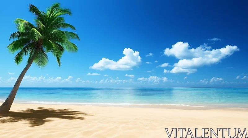 AI ART Tropical Beach Getaway with Palm Tree