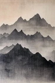 Monochrome Mountain Range Art Print