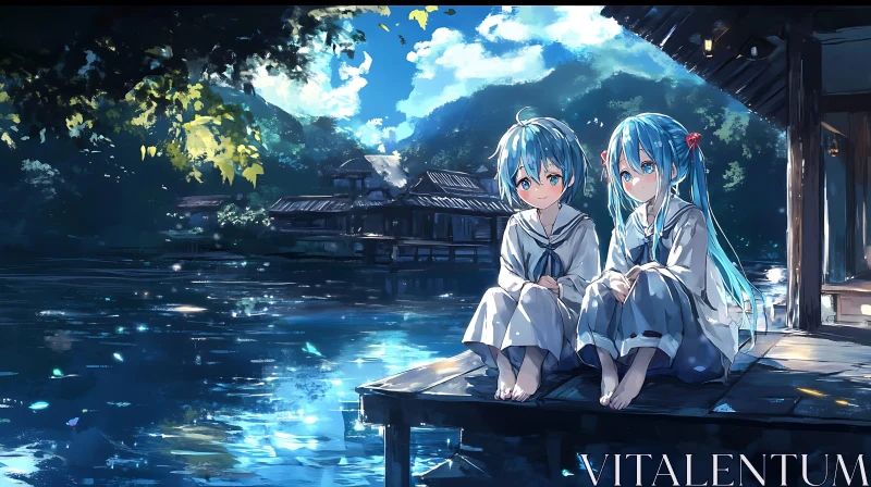 AI ART Calm Lakeside Anime Scene