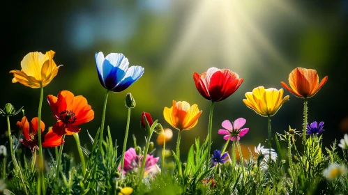 Vibrant Field of Blooms in Early Light