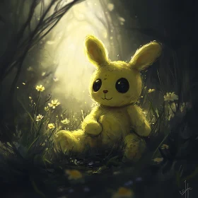 Yellow Bunny in a Dreamy Landscape