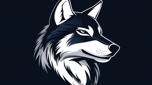 Stylized Wolf Head - Minimalist Art