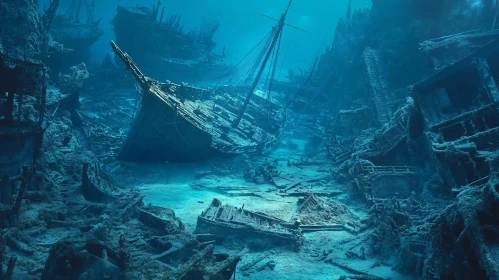 Ocean Floor Shipwreck Graveyard