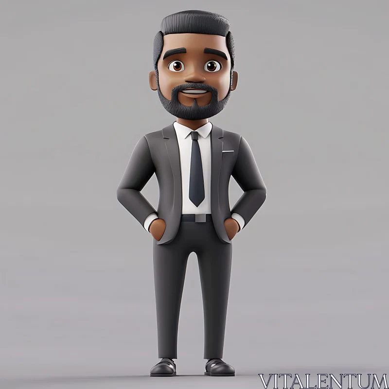 AI ART Animated Business Figure in Grey Suit