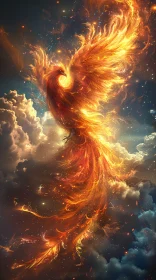 Fiery Phoenix in the Clouds