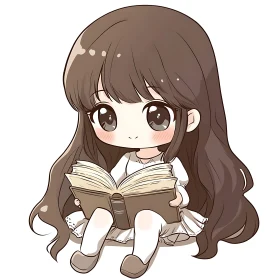 Adorable Anime Character with Book