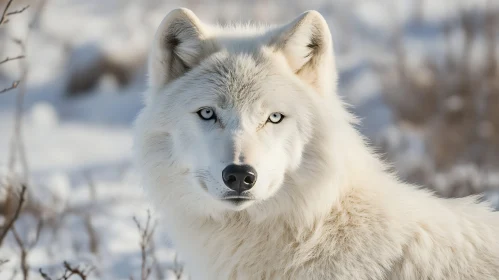 White Wolf in Winter Landscape