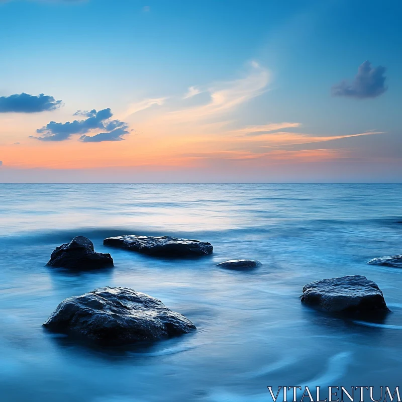 Coastal Serenity at Sunset AI Image