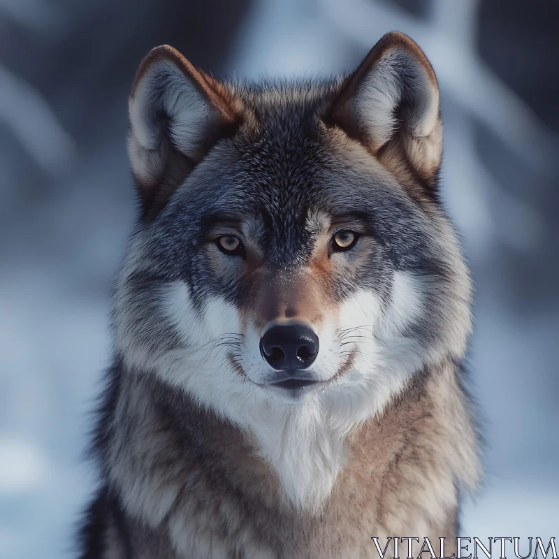 Detailed Wolf Face Close-Up AI Image