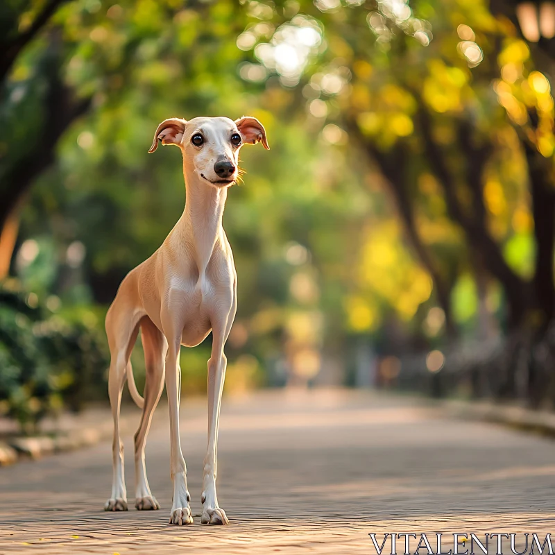 Graceful Canine on a Lush Green Path AI Image