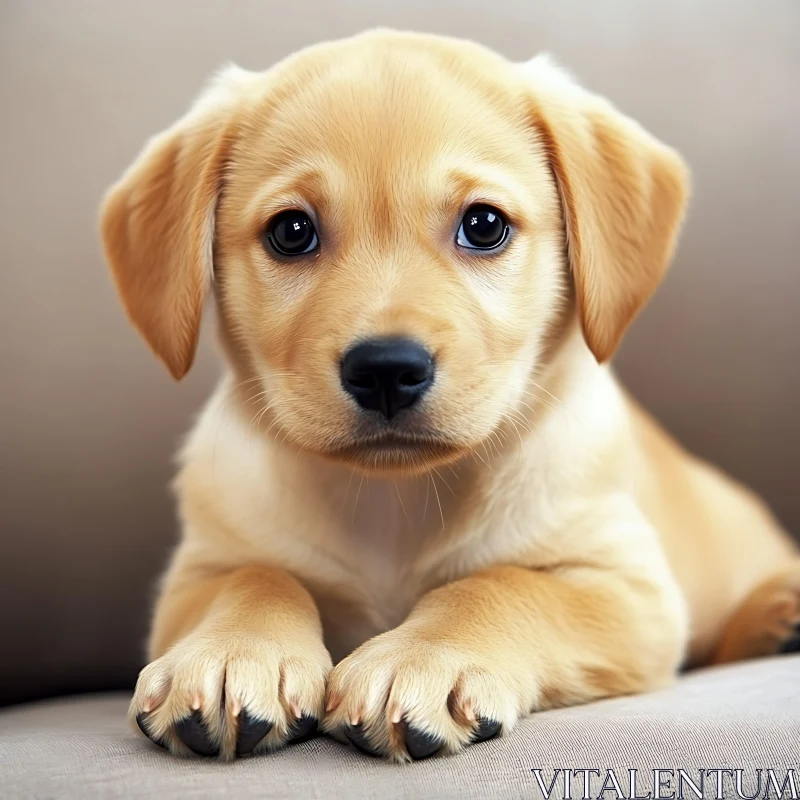 Cute Golden Puppy Staring Directly at the Camera AI Image