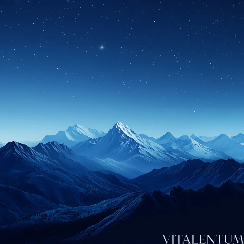 Tranquil Night Mountain Vista AI Image