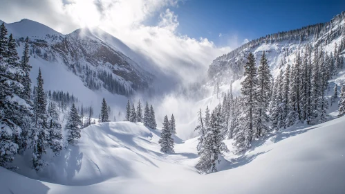 Winter Wonderland Mountain Scene