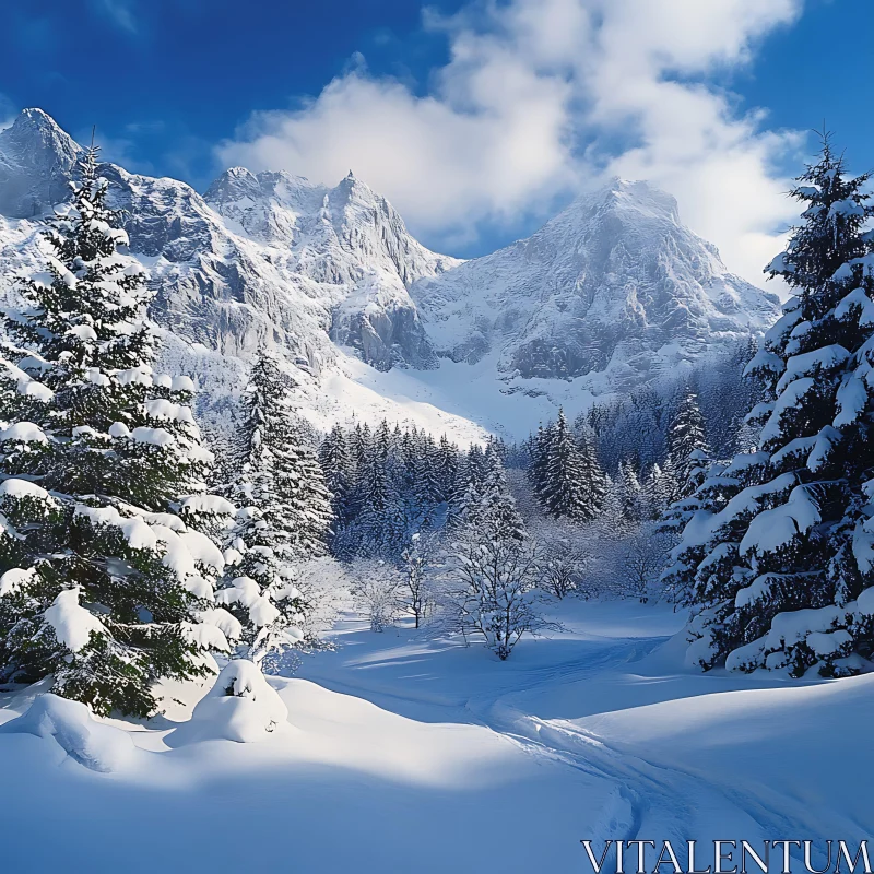 AI ART Winter Wonderland: Mountains and Snow