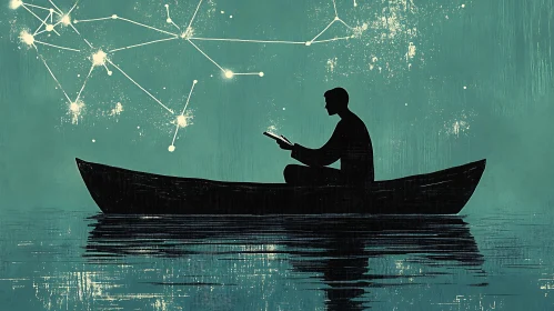 Silhouette Reading Under the Stars