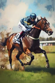 Thrilling Horse Racing Action Captured in Art