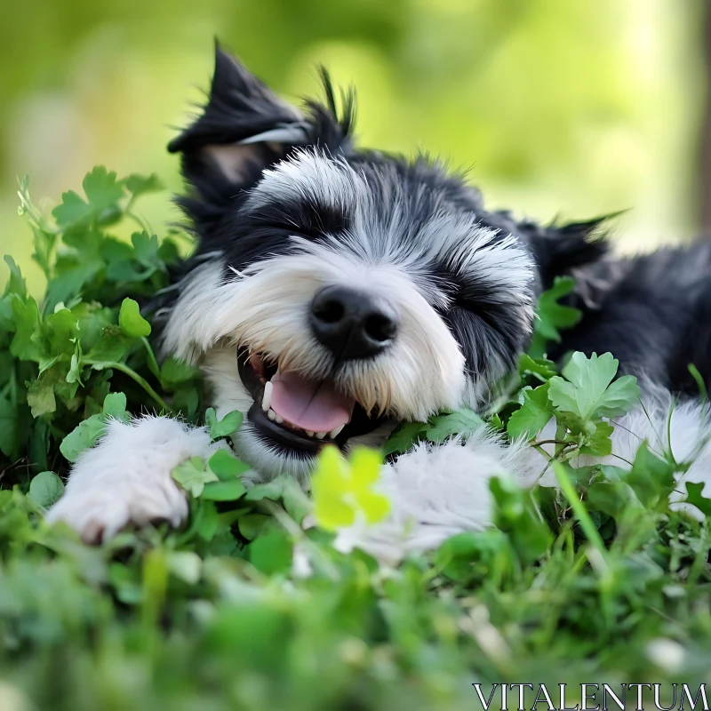 Blissful Canine Amidst Vibrant Greenery AI Image