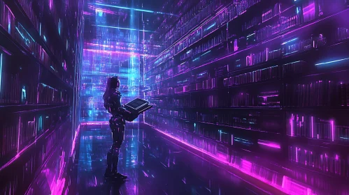 VR Library with Neon Lights