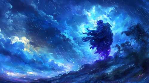 Blue Cloudscape: Rainy Day Fantasy Art