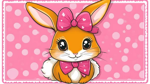 Charming Bunny Illustration with Pink Accents