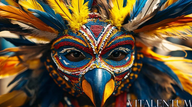 AI ART Feathered Bird Mask Close-Up