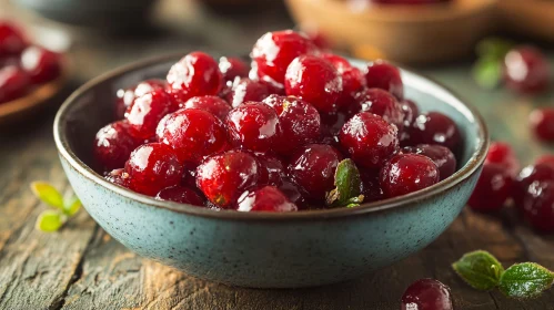 Festive Cranberry Sauce in Ceramic Bowl