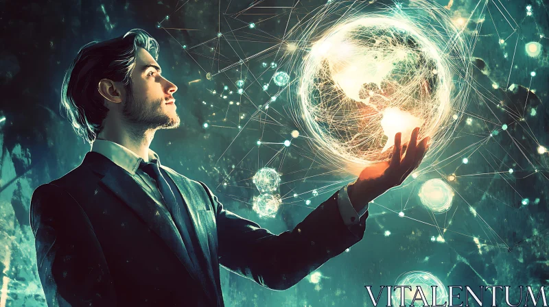 Man Holding Globe AI Image