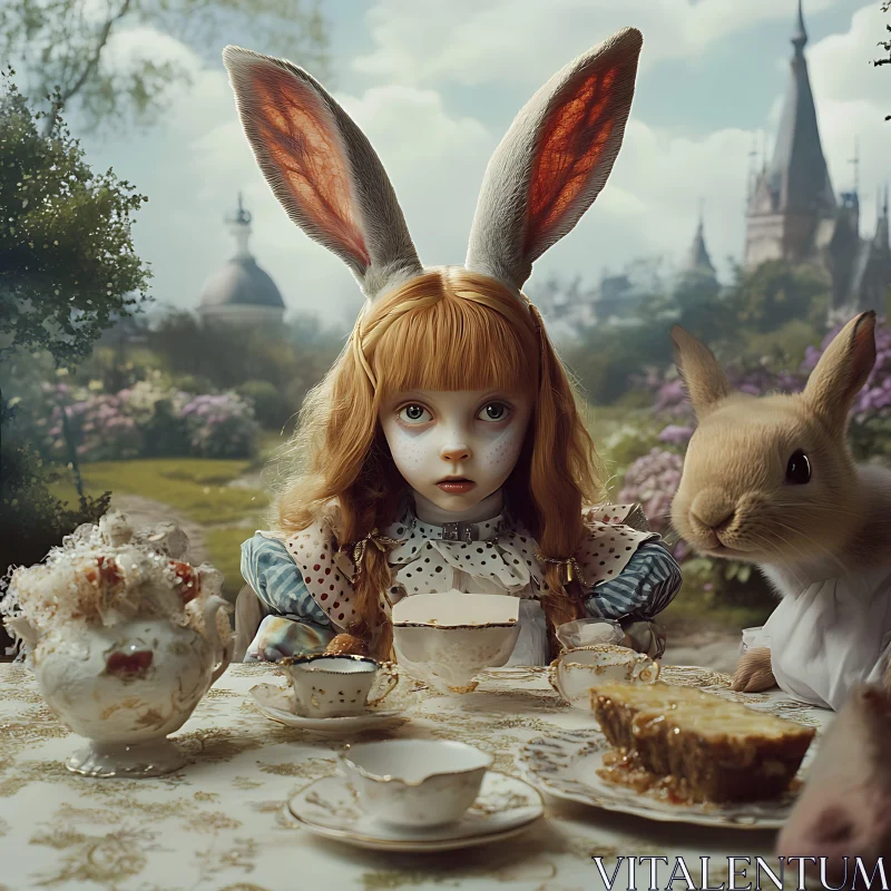 Alice in Wonderland Tea Party AI Image