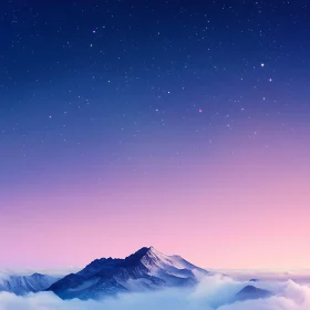 Night Sky Over Snowy Mountains
