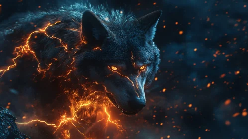 Infernal Wolf Enveloped in Flames