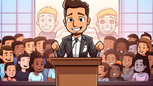 Animated Young Man Delivering Speech in Hustlewave Style