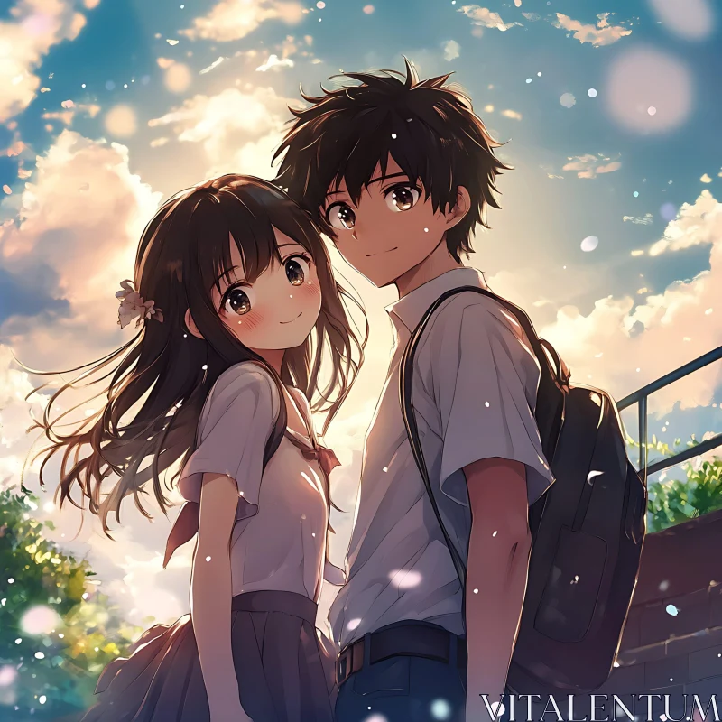 Sunset Love in Anime AI Image