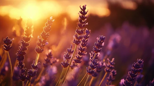 Serene Lavender Field During Sunset