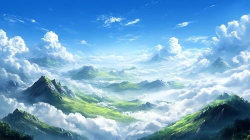 Serene Mountain Landscape with Cloudscape