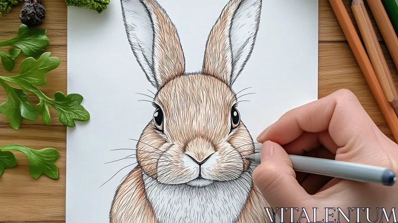 AI ART Detailed Rabbit Drawing in Progress