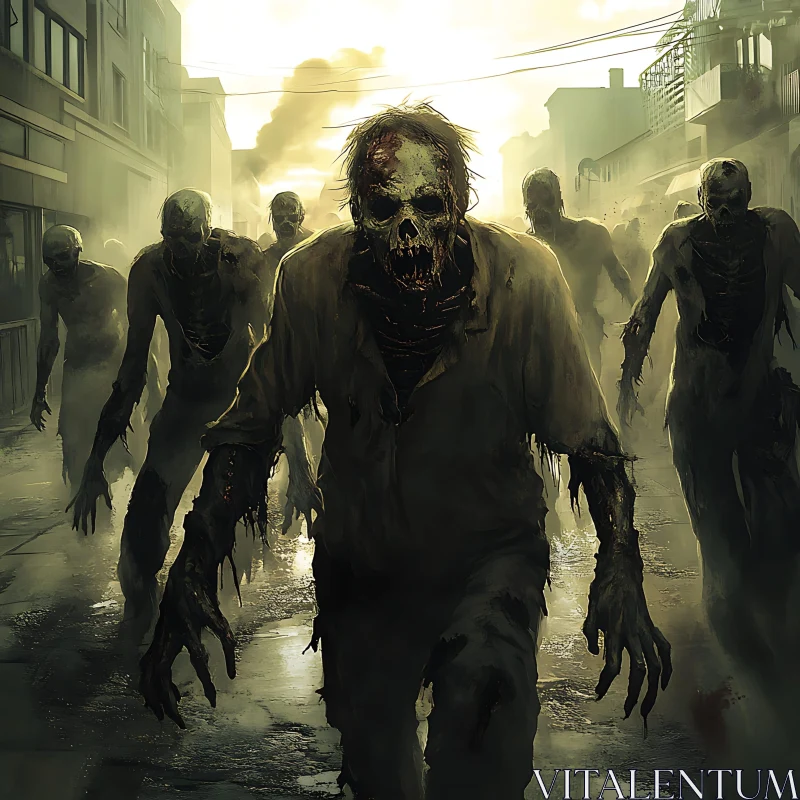 Undead Horde Roams the City Streets AI Image